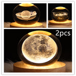 LED Night Light Galaxy Crystal Ball Table Lamp 3D Planet Moon Lamp