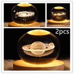 LED Night Light Galaxy Crystal Ball Table Lamp 3D Planet Moon Lamp