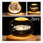 LED Night Light Galaxy Crystal Ball Table Lamp 3D Planet Moon Lamp