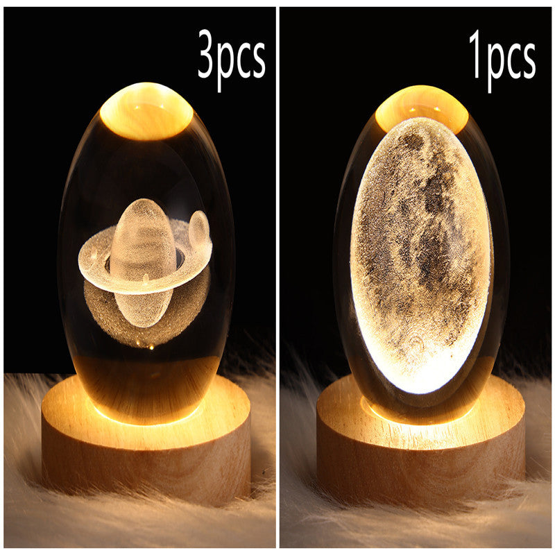 LED Night Light Galaxy Crystal Ball Table Lamp 3D Planet Moon Lamp