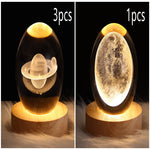 LED Night Light Galaxy Crystal Ball Table Lamp 3D Planet Moon Lamp