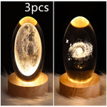 LED Night Light Galaxy Crystal Ball Table Lamp 3D Planet Moon Lamp