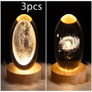 LED Night Light Galaxy Crystal Ball Table Lamp 3D Planet Moon Lamp