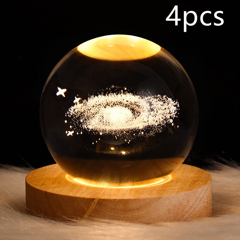 LED Night Light Galaxy Crystal Ball Table Lamp 3D Planet Moon Lamp