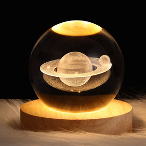 LED Night Light Galaxy Crystal Ball Table Lamp 3D Planet Moon Lamp