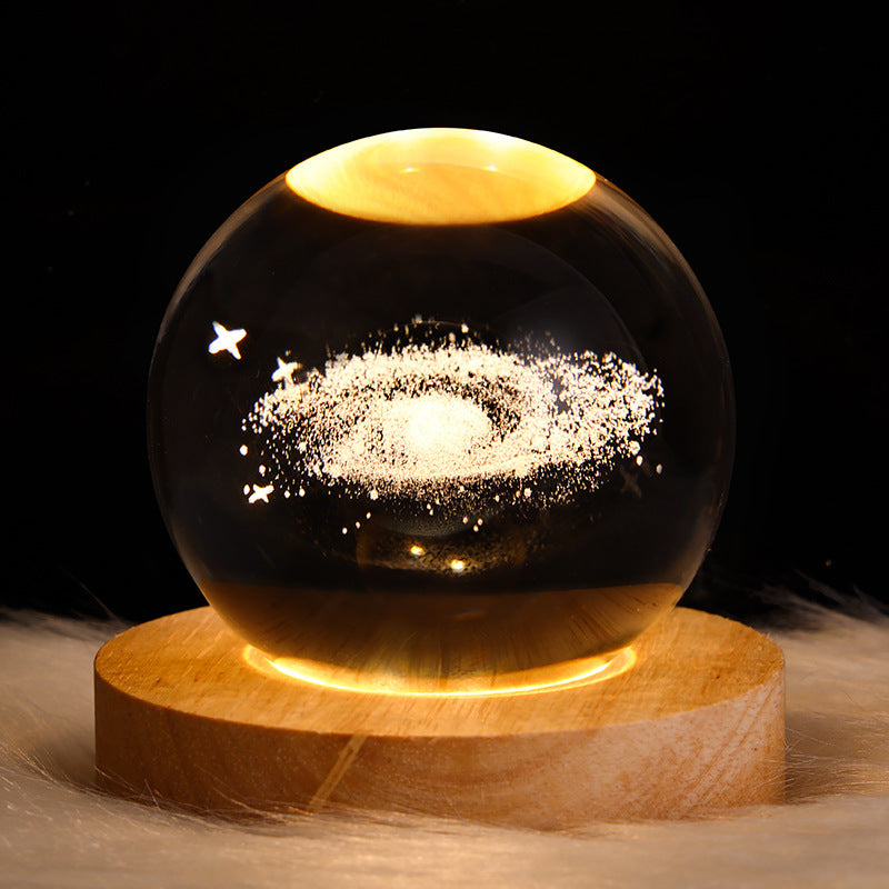 LED Night Light Galaxy Crystal Ball Table Lamp 3D Planet Moon Lamp