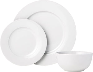 18-Piece White Dinnerware Set, Plates, Bowls, Service for 6