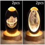 LED Night Light Galaxy Crystal Ball Table Lamp 3D Planet Moon Lamp