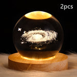 LED Night Light Galaxy Crystal Ball Table Lamp 3D Planet Moon Lamp