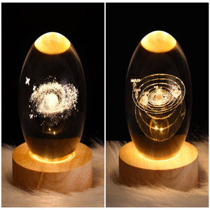 LED Night Light Galaxy Crystal Ball Table Lamp 3D Planet Moon Lamp