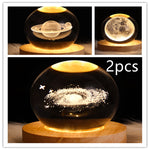 LED Night Light Galaxy Crystal Ball Table Lamp 3D Planet Moon Lamp