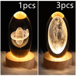 LED Night Light Galaxy Crystal Ball Table Lamp 3D Planet Moon Lamp