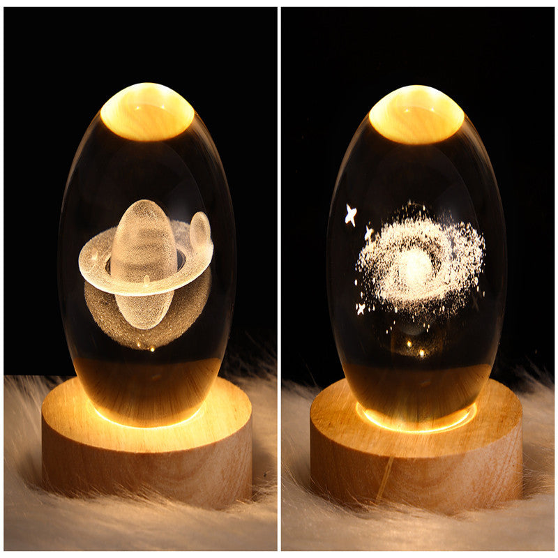 LED Night Light Galaxy Crystal Ball Table Lamp 3D Planet Moon Lamp