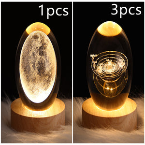 LED Night Light Galaxy Crystal Ball Table Lamp 3D Planet Moon Lamp