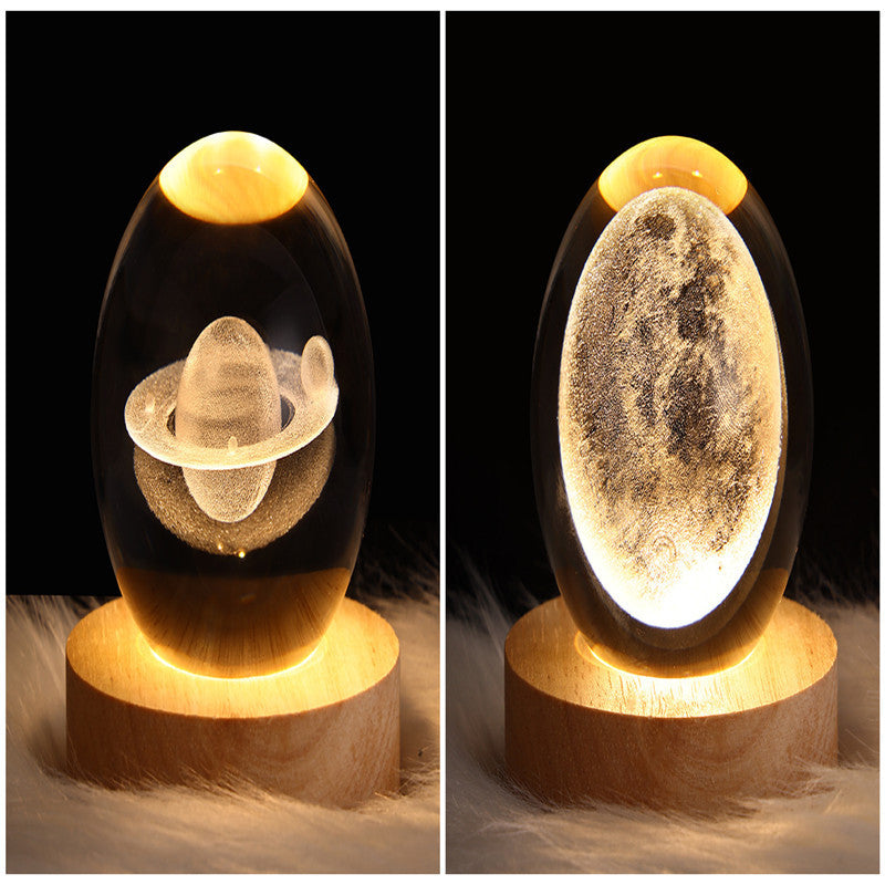 LED Night Light Galaxy Crystal Ball Table Lamp 3D Planet Moon Lamp