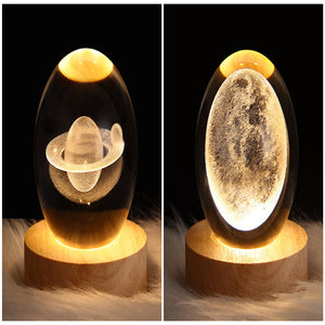 LED Night Light Galaxy Crystal Ball Table Lamp 3D Planet Moon Lamp