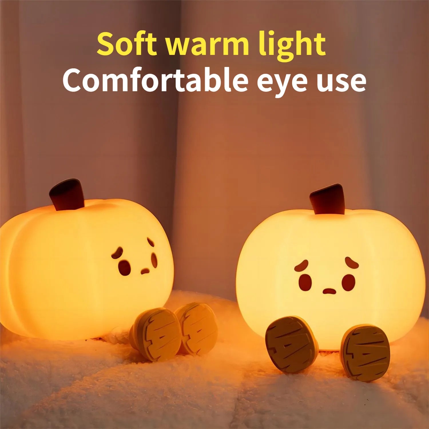 Home Decor Halloween Pumpkin Night Light Cute Soft Silicone Lamp Touch