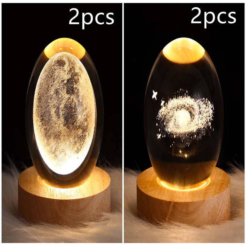 LED Night Light Galaxy Crystal Ball Table Lamp 3D Planet Moon Lamp