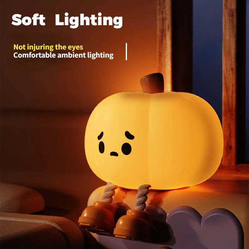 Home Decor Halloween Pumpkin Night Light Cute Soft Silicone Lamp Touch